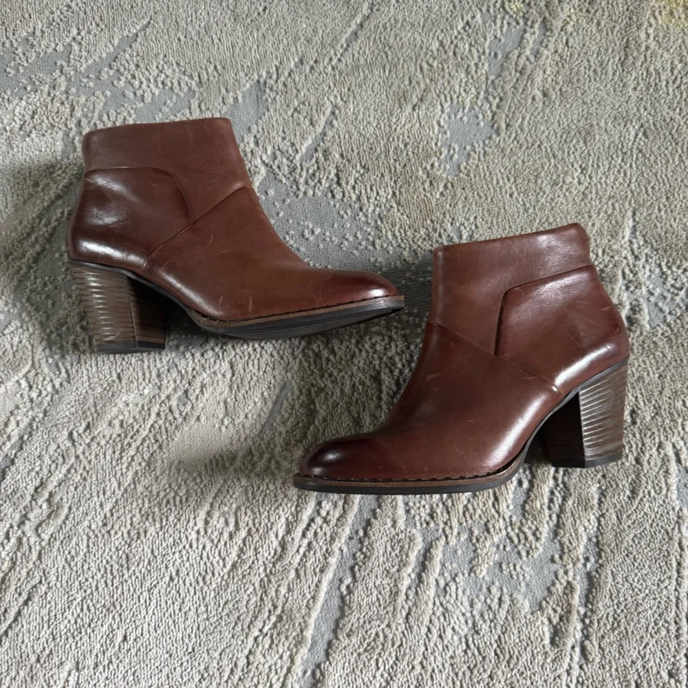 Paul Green Chestnut Leather Ankle Boots - Picture 1 of 12